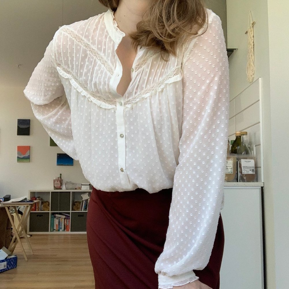 Zara XL Cream Blouse NWT